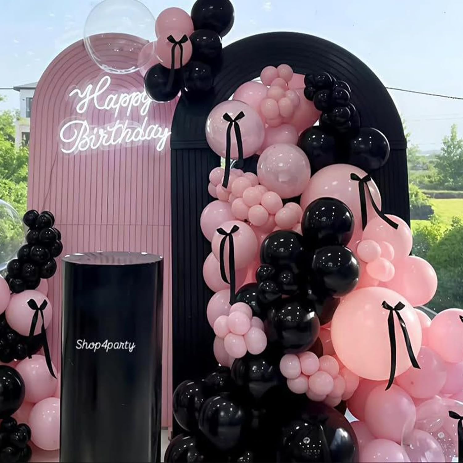 Black Pink and Gold Balloons Arch Kit, 134pcs 18/12/10/5inch Black Pastel Pink Chorme Gold Balloons Garland for Princess Birthday Wedding Bridal Baby Shower Bachelorette Mother's Day Party Decoration