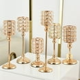 thumbnail image 1 of Set de candelabros de cristal dorado - Candelabro votivo de cristal elegante con cuentas para luces de té, decoración de mesa de mesa de boda y casa, 1 of 6