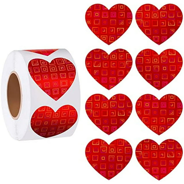 CSChome Heart Sticker Valentine's Day Stickers – Self adhesive Removable Heart Design for Gift Box Packaging (500Pcs)