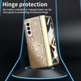 thumbnail image 3 of MonsDirect for 7.6 inch Samsung Galaxy Z Fold 4 5G 2022 Case, Mechainical Gear Clear Plating Frame Hard PC Back Shell With Screen Protector, Slim Folding Hinge Protection for Galaxy Z Fold 4, Gold, 3 of 7