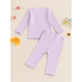 thumbnail image 3 of Bagilaanoe 2pcs Toddler Baby Fall Outfits Girl Pants Set Ribbed Long Sleeve Tops + Leggings 6M 12M 18M 24M 3T 4T Kids Casual Clothes, 3 of 6