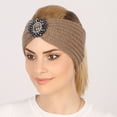 thumbnail image 2 of Qarigey Elegante diadema femenina con joya que añade un toque de glamour a cualquier conjunto. Calentador de orejas y cabeza ligero. Accesorio para el cabello Bronceado suave, 2 of 6