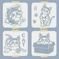 thumbnail image 4 of 4PCS Cat Stencils for Painting Cat Drawing Painting Stencils Cat Paw Print Cat Playing Template Washable PET Material 8×8inch on Wood Wall Home Decor DIY T-Shirt, 4 of 9