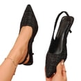 thumbnail image 4 of Xdegoge Slingback Heels for Women Closed Toe Pointed Pumps Plaid Pattern Metallic Hardware Accent Kitten Heels Dressy Party Shoes, 4 of 9