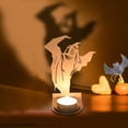 thumbnail image 3 of Beautynvta Halloween Candle Holder, Spooky Wooden Ghost Tealight Candle Holders with Shadow Scary Candle Stands Table Decor, Halloween Decorations, 3 of 5