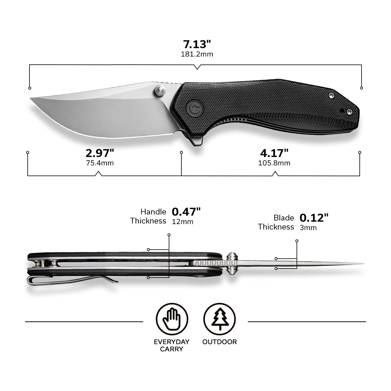 CIVIVI Pocket Knife Folding Knife ODD 22 C21032-1