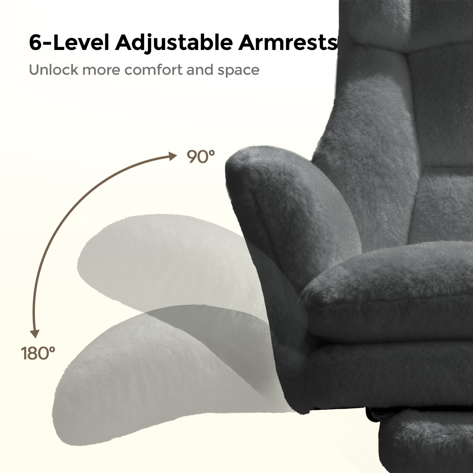 Patbrela Big and Tall Office Chair, Cloud Plush Swivel Desk Chair with 6-Level Adjustable Armrests, Home Ergonomic Executive Office Chair for Work, Gaming, Gray