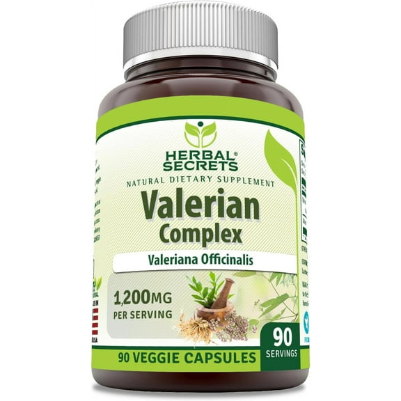 Herbal Secrets Valerian Complex 1200 Mg Per Serving 90 Veggie Capsules Supplement | Non-GMO | Gluten-Free | Made in USA