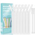 thumbnail image 1 of Reusable Bent Glass Drinking Straws,Set Of 12 Bent Straws With 2 Cleaning Brushes,Shatter Resistant,Non-Toxic,Eco Friendly Reusable Straws (Transparent 12 Pack), 1 of 5