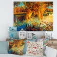 thumbnail image 2 of Designart ' Orange Autumn Forest Reflects On River ' Lake House Canvas Wall Art Print, 2 of 4