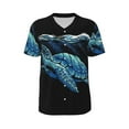 thumbnail image 2 of Gaeub Ocean Turtle Men's Basketball Short Sleeves, Beach Vacation T-Shirt, Fitness Short-Sleeve, Printed Pattern with Buttons - Large, 2 of 9