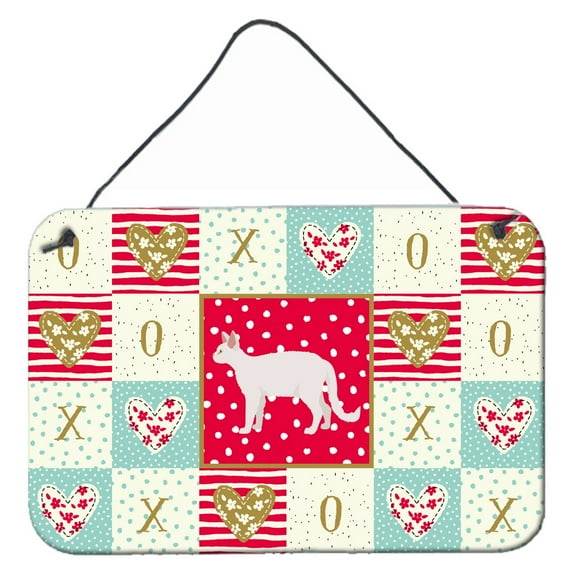 Carolines Treasures CK5596DS812 White Devon Rex Cat Love Wall or Door Hanging Prints 8x12 multicolor