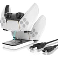 thumbnail image 3 of 7 in 1 PS5 Accessories Kit with 4 Ports USB Hub, Dual Controller Charging Station, Anti-Slip Silicone Cover Skin for PS5 Controller with Thumb Grip Caps, Gaming Headset and Hanger, 3 of 5