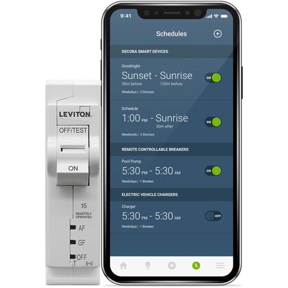 Leviton Smart AFCI/GFCI Branch Circuit Breaker, 15 Ampy, 1-Pole, 2nd Gen, LB115-DST, White