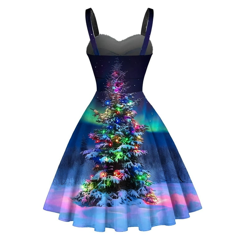 miqiqism Womens Christmas Costume Trendy Midi Dress Xmas Party Dresses Teen  Girls Casual Spaghetti Strap Suspender Skirt,P#02_Purple,Medium -  Walmart.com