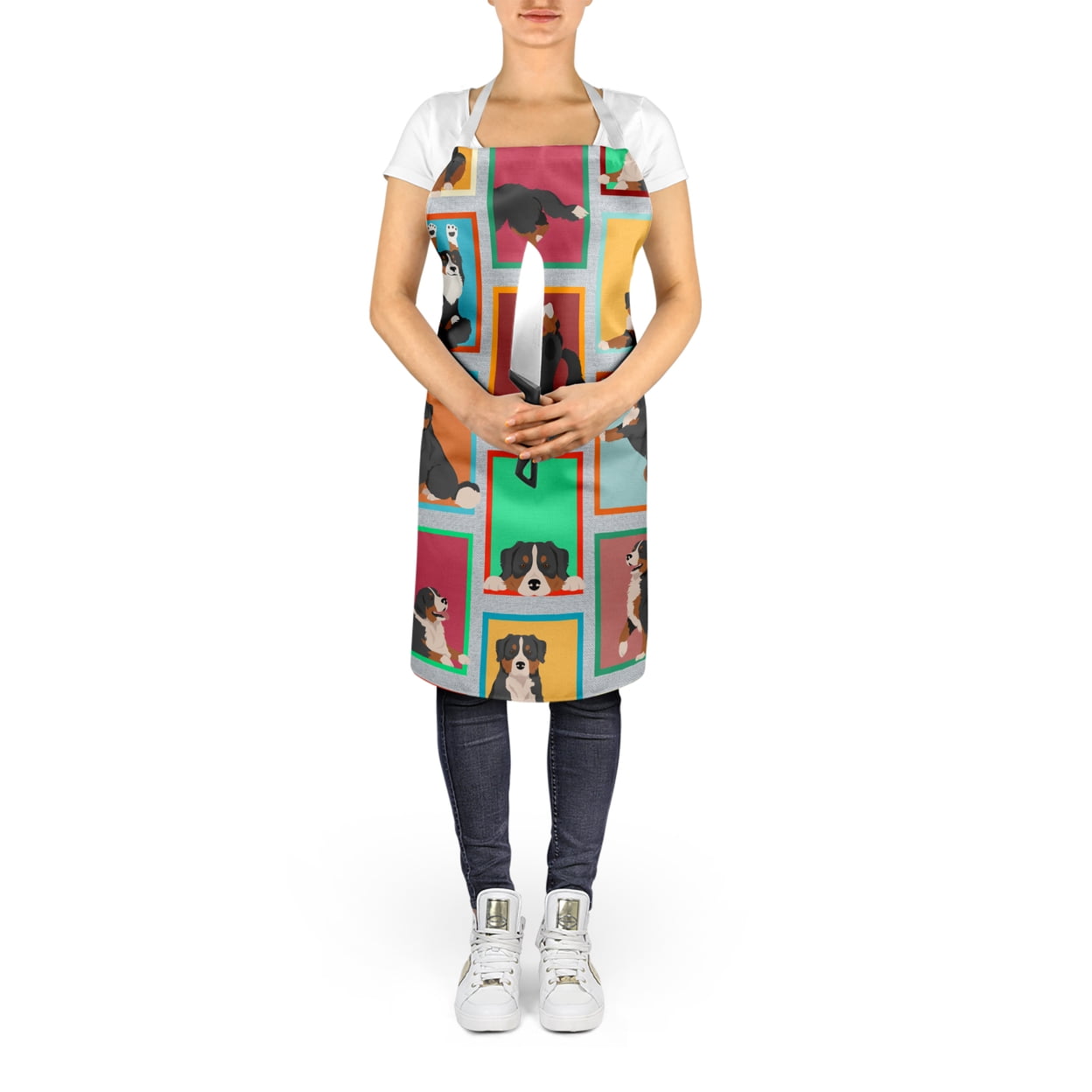 Lots of Bernese Mountain Dog Apron 27 in x 30 in