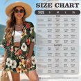 thumbnail image 7 of FKEKYI Women's 2 Piece Short Set Open Front Shirt Top & Shorts with Elastic Waist Tropical Leaf Hibiscus Flower Print Beachwear Loungewear Set for Ladies Summer Outfits, XL, 7 of 7