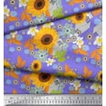thumbnail image 2 of Soimoi Poly Georgette Fabric Leaves & Sunflower Floral Fabric Prints by Yard 42 Inch Wide, 2 of 3