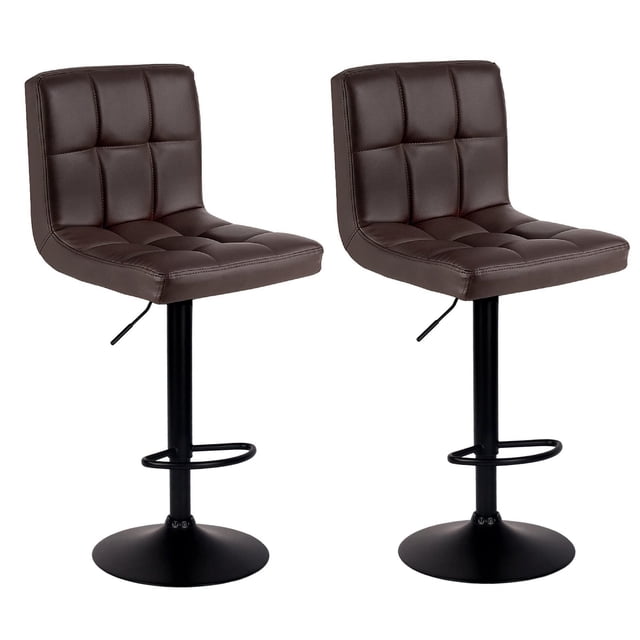 Bronte Living Leatherette Bar Stool with Adjustable Height, 360 Swivel Design, Comfortable Mid-Backrest, Pedestal Base with Footrest for Kitchen, Pub - Series Clementine - Set of 2