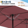 thumbnail image 3 of EastVita 13Ft Large Patio Umbrella Outdoor with Easy Crank Handle Durable Weather-Resistant Fabric UV Protection for Pool Lawn and Garden Wine Red(Without base), 3 of 6