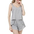 thumbnail image 5 of Biekopu Women Summer 2 Pieces Pajamas Set,Dot V-Neck Ruffles Camisoles Tank Tops and Shorts Sleepwear Outfits, 5 of 9