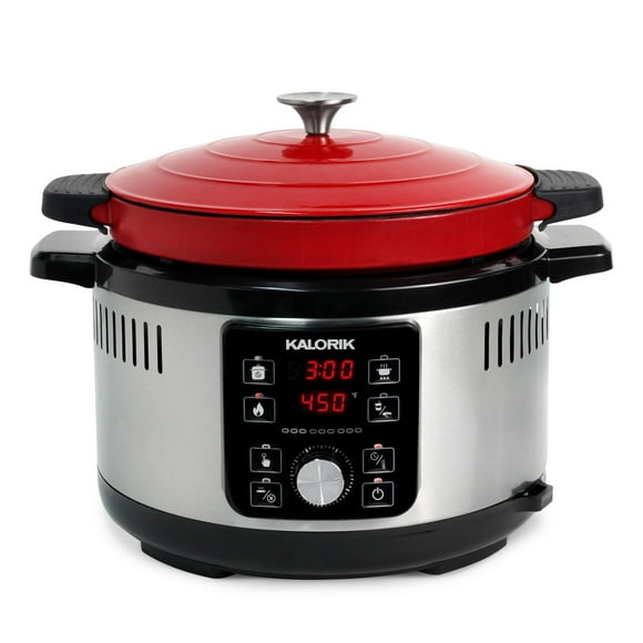 Kalorik 5.5QT Multicooker with Stovetop & Oven Safe Cast Iron Dutch Oven, MPC 51843 R