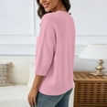 thumbnail image 5 of Women's Solid Knit Quarter Sleeve Round Neck Casual Sweater Top, 5 of 7