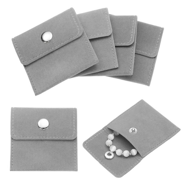 Uxcell 6 Pcs Bolsas de Joyería de Terciopelo con Botón a Presión 2.8x2.8 Pulgadas, Gris