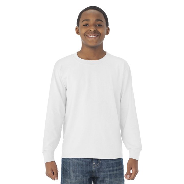 Jerzees T-Shirt à Manches Longues pour Jeunes DRI-POWER Active, L, Blanc