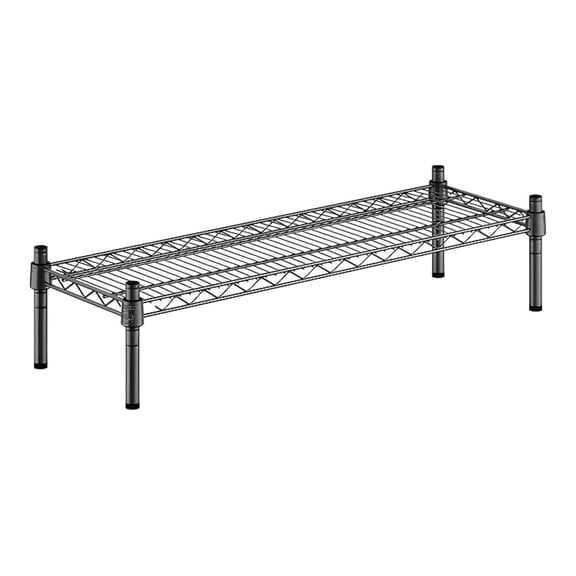 12" x 36" x 8" Black Epoxy Wire Storage Shelf, Dunnage Rack, 1 Tier Small Shelf
