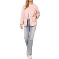 thumbnail image 2 of Chaquetas acolchadas de botón INSPIRE CHIC para mujeres, chaqueta ligera de plumas, abrigo casual de moda de invierno con bolsillos, L gris rosa, 2 of 6