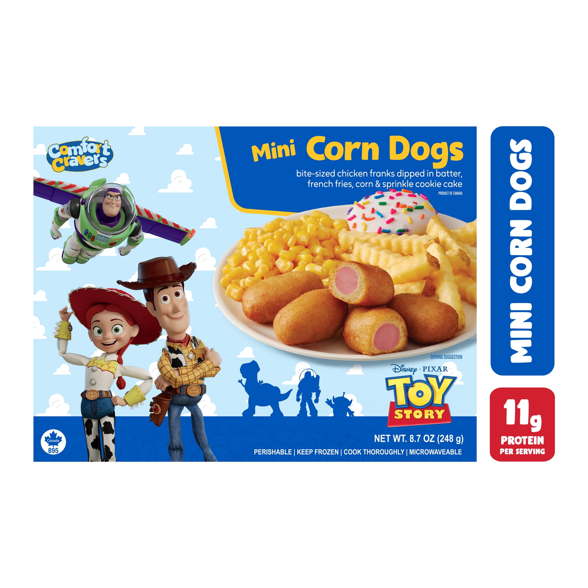 Comfort Cravers Disney Pixar Toy Story Mini Corn Dogs with French Fries, Corn, and Sprinkle Cookie Cake, 8.7 oz (Frozen)