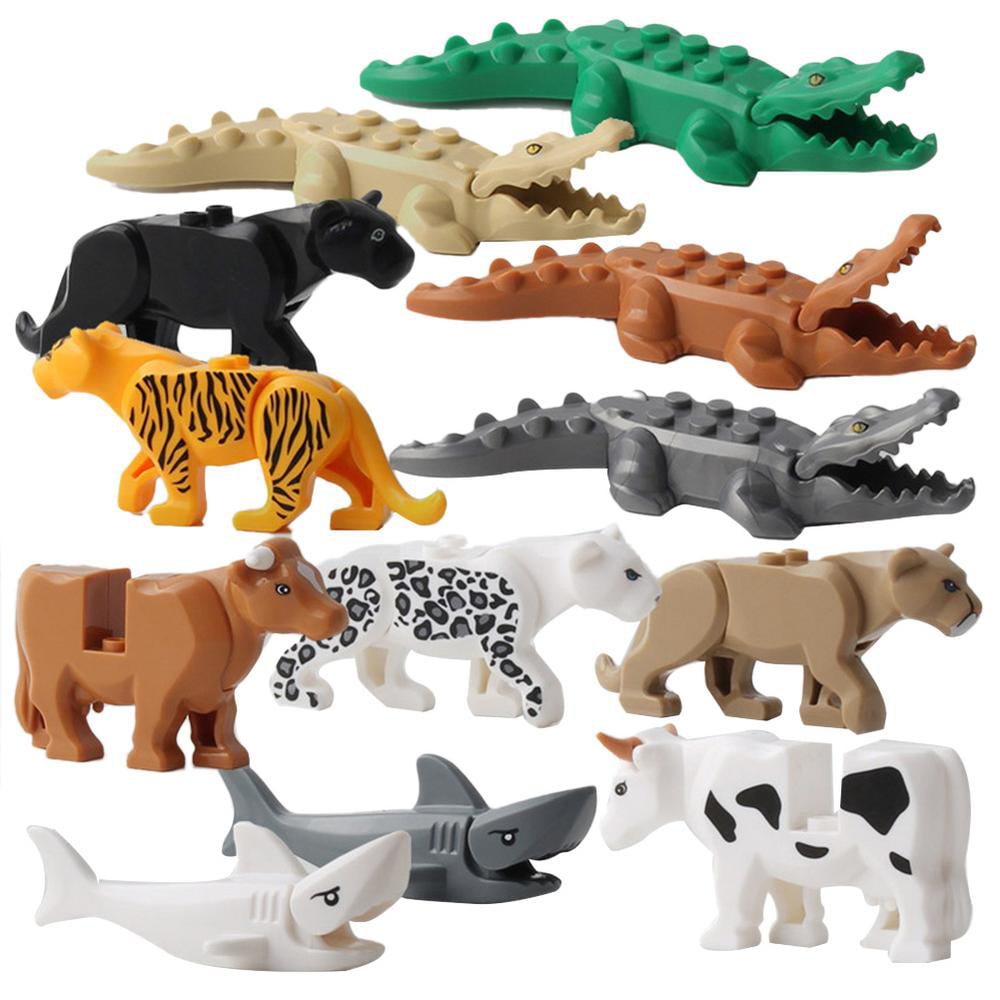 1Set Crocodile Tiger Cow Animal Buildable Model kids Animal Building Block Toy#% 