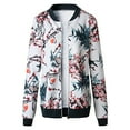 thumbnail image 5 of kayannuo Fall Clothes For Women Womens Ladies Casual O Neck Retro Floral Zipper Up Jacket Casual Coat Outwear White, 5 of 5