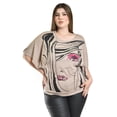 thumbnail image 1 of Blusa estampada con aplicaciones Roman Fashion /Tallas Extras, 8052 (Cafe) cafe 40, 1 of 5