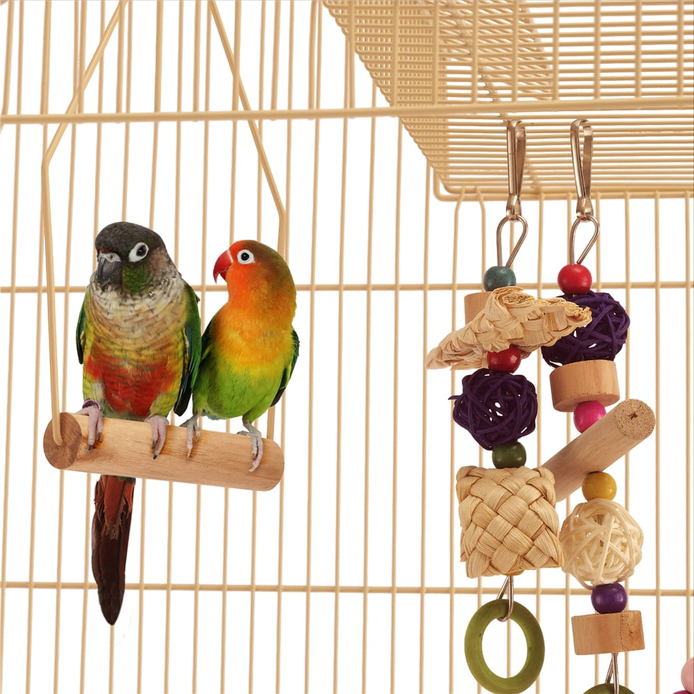 Renwick 39"H Metal Bird Cage Large Roof Top Huge House for Small Birds, Almond