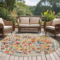 thumbnail image 4 of Boho Beige Flowers Round Area Rug 5Ft Washable Circle Rugs for Living Room Bedroom, Spring Abstract Watercolor Floral Leaf Non-Slip Carpet Floor Mats Indoor Outdoor Carpet Runner Aesthetic Home Decor, 4 of 8