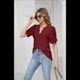 thumbnail image 2 of Camisas de Corta Abullonadas de Verano Rojo Vino XL, 2 of 8