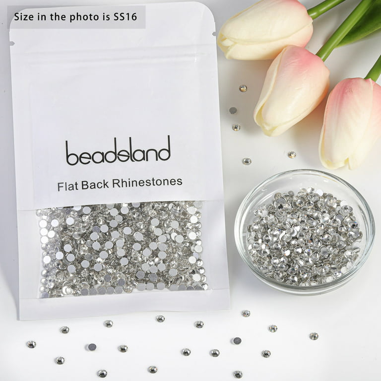 BEADSLAND 4300pcs Flatback Clear Rhinestones for Crafts, 6 Sizes, SS6-SS20,  Crystal 