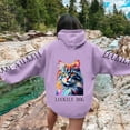 thumbnail image 2 of Fiaer,Womens Oversized Hoodies,Women's Loose Fit Casual Trendy Cat Letter Printed Drawstring Hooded Sweatshirts Breathable Cozy Hooded Pullovers with Pockets Purple M, 2 of 5