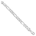 thumbnail image 4 of 11mm Solid .925 Sterling Silver Flat Figaro Chain Link Bracelet, 8 inches, 4 of 7
