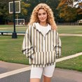 thumbnail image 7 of Women's Vertical Stripe Print Zip Up Hoodie, Fashion Drawstring Hooded Long Sleeve Sweatshirt for Spring Autumn Wear, Beach Casual Outings, Street Style and All Season Daily Comfort Yellow XXL, 7 of 7