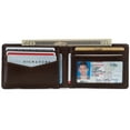 thumbnail image 4 of Alpine Swiss Delaney Slim Bifold Wallet | Front Pocket Wallet | 8 Card Slots ID Window | Outside Card Slot| RFID Protected Premium Leather | Gift Box Glossy Brown, 4 of 7