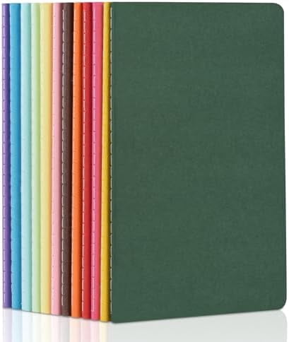 Tekola 12 Pack Colorful Blank Notebooks Bulk, A5 Journals with 12 Colors, 60 Pages/30 Sheets, 8.3x5.5 Inch, Plain Paper, Travel Writing Journal Notebooks for Work & School