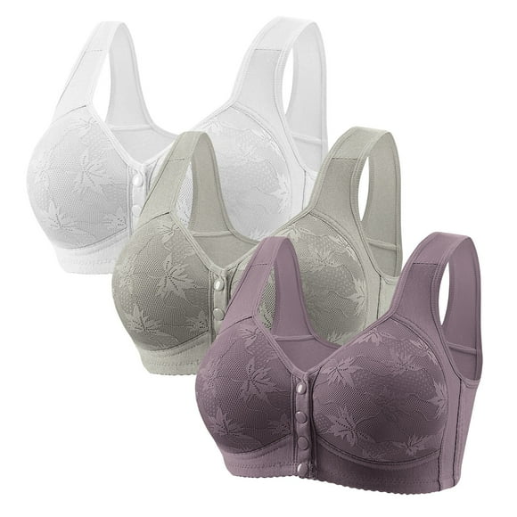 ManxiVoo Soutien-Gorge Sans Fil à Fermeture Frontale pour Femmes Soutien Mince Confort Sans Couture Minimiseur soutien-gorge Léger Couverture Complète Usage Quotidien Léger Style T-Shirt Taille TTTTG Violet