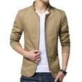 thumbnail image 2 of Mens Casual Blazer Collared Coat Jacket Tops Slim Fit Business Formal Zip Suit, 2 of 10