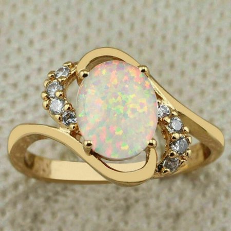 Silver Shop 2.10Ct Oval White CZ Women's Engagement Ring 14K Yellow Gold Finish