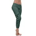 thumbnail image 2 of EQWLJWE Womens Yoga Capris Pants High Waisted Cargo Workout Pants Solid Color Stretch Leggings Pants Casual Drawstring Sweatpants with Multi Pockets Loungewear Mint Green(XS-4Xl), 2 of 5