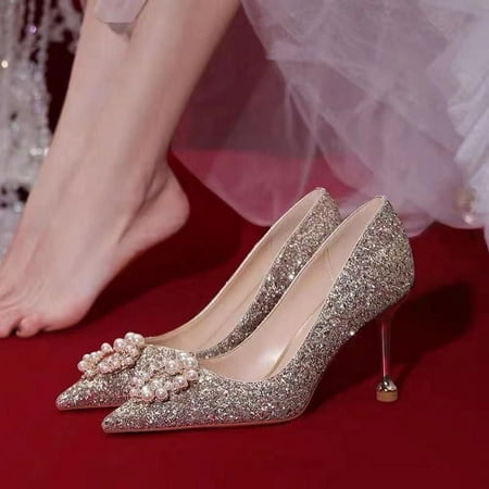 

Xiuhe Wedding Shoes Crystal Shoes Main Wedding Shoes Women s Spring and Autumn New Style Not Tired Feet Bridal Shoes Stiletto Heel Bridesmaid Pumps