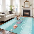 thumbnail image 2 of Large Area Rugs for Living Room Bedroom, Teal Summer Coastal 6'x9' Rug Washable Carpet Runner Indoor Outdoor, Modern Ocean Waves Starfish Shell Non Slip Floor Mats Rug for Kitchen, Playroom, 2 of 8